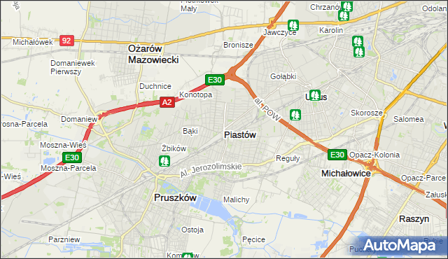 mapa Piastów powiat pruszkowski, Piastów powiat pruszkowski na mapie Targeo