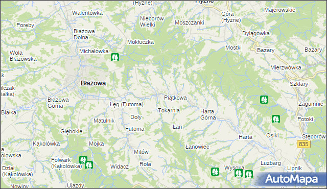 mapa Piątkowa gmina Błażowa, Piątkowa gmina Błażowa na mapie Targeo