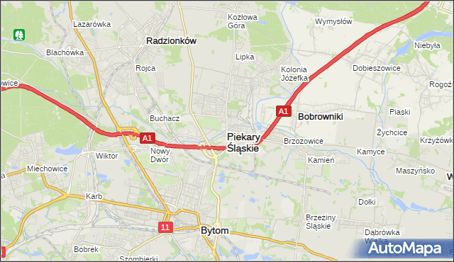 mapa Piekary Śląskie, Piekary Śląskie na mapie Targeo