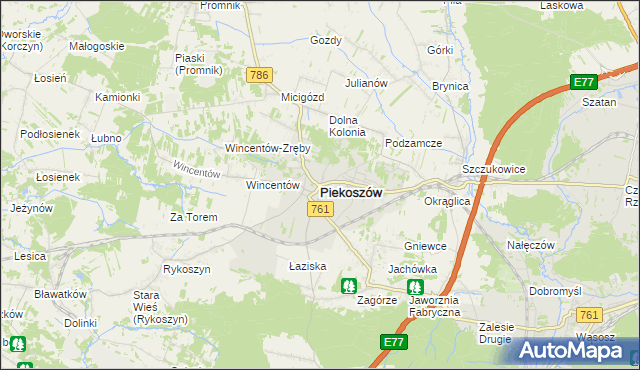 mapa Piekoszów, Piekoszów na mapie Targeo