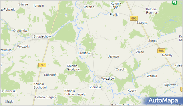 mapa Pierzchały gmina Liw, Pierzchały gmina Liw na mapie Targeo