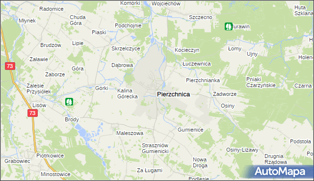 mapa Pierzchnica powiat kielecki, Pierzchnica powiat kielecki na mapie Targeo