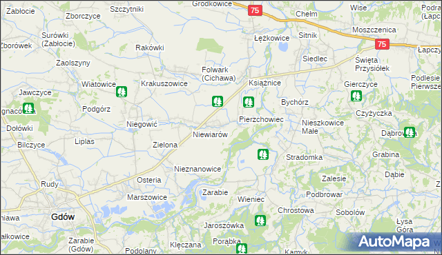 mapa Pierzchów, Pierzchów na mapie Targeo