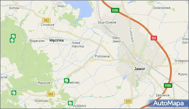 mapa Piotrowice gmina Męcinka, Piotrowice gmina Męcinka na mapie Targeo
