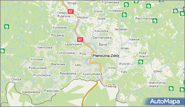 mapa Piwniczna-Zdrój, Piwniczna-Zdrój na mapie Targeo