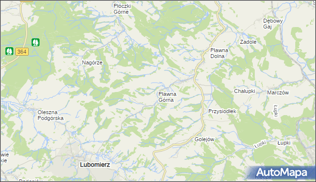 mapa Pławna Górna, Pławna Górna na mapie Targeo