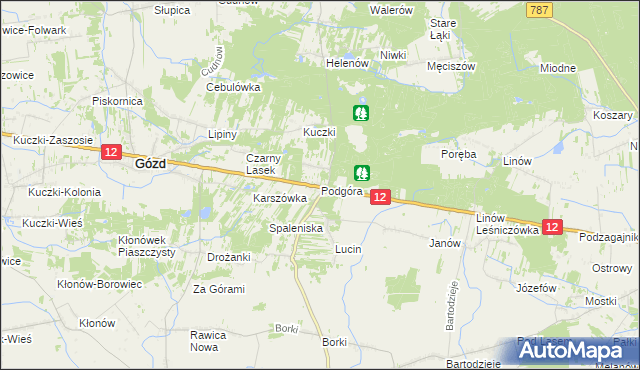 mapa Podgóra gmina Gózd, Podgóra gmina Gózd na mapie Targeo