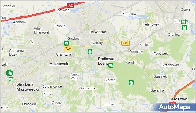 mapa Podkowa Leśna, Podkowa Leśna na mapie Targeo