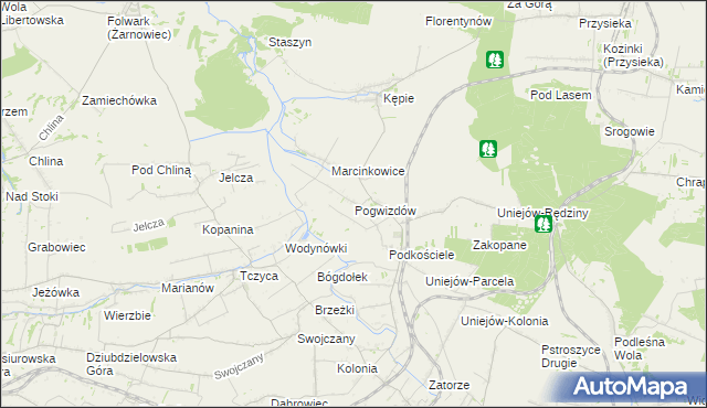 mapa Pogwizdów gmina Charsznica, Pogwizdów gmina Charsznica na mapie Targeo