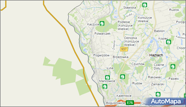 mapa Pogwizdów gmina Hażlach, Pogwizdów gmina Hażlach na mapie Targeo