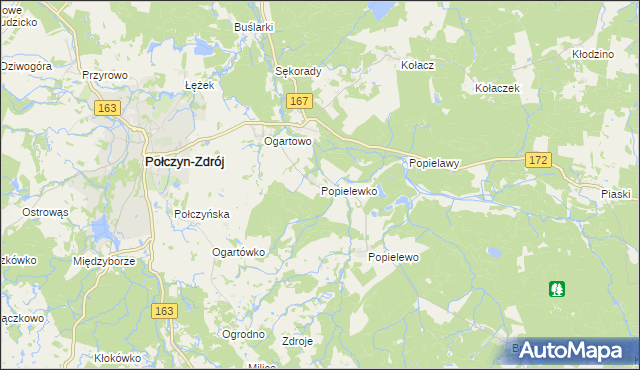 mapa Popielewko, Popielewko na mapie Targeo