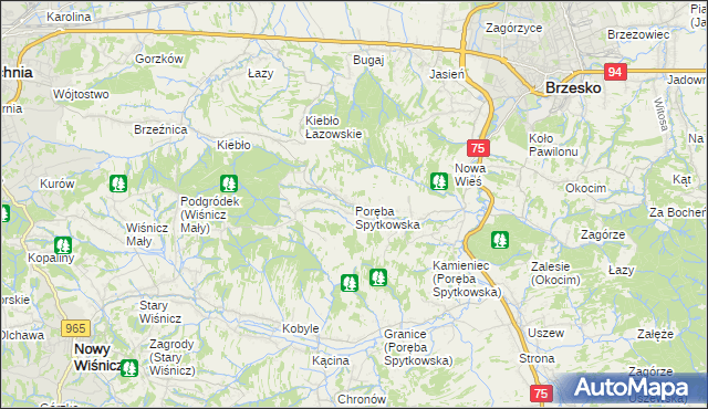 mapa Poręba Spytkowska, Poręba Spytkowska na mapie Targeo