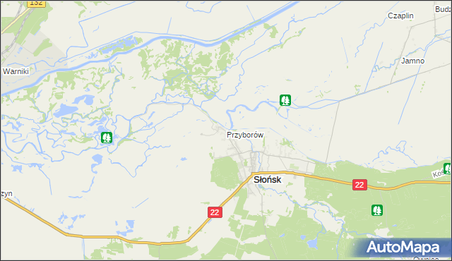 mapa Przyborów gmina Słońsk, Przyborów gmina Słońsk na mapie Targeo