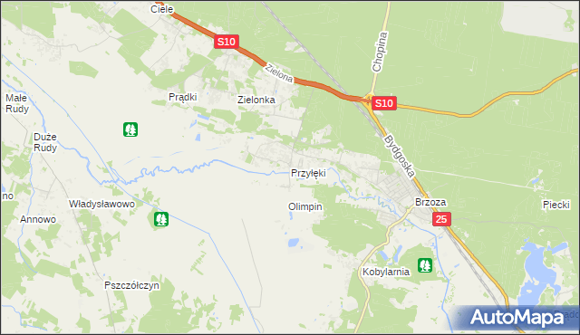 mapa Przyłęki gmina Białe Błota, Przyłęki gmina Białe Błota na mapie Targeo