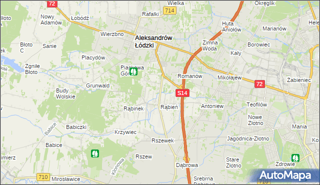 mapa Rąbień AB, Rąbień AB na mapie Targeo