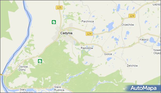 mapa Radostów gmina Cedynia, Radostów gmina Cedynia na mapie Targeo