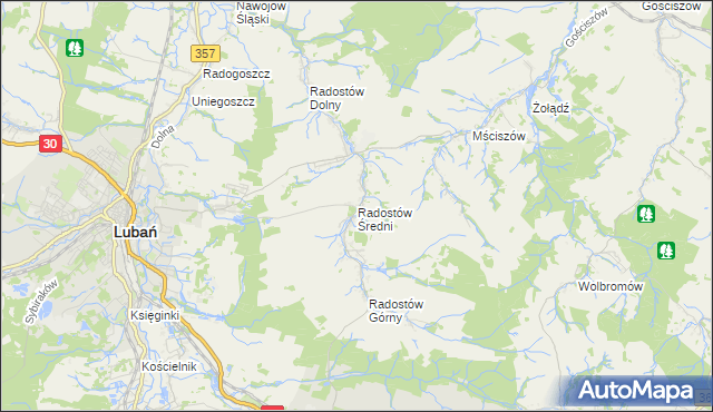 mapa Radostów Średni, Radostów Średni na mapie Targeo