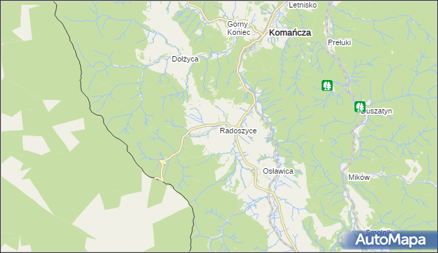 mapa Radoszyce gmina Komańcza, Radoszyce gmina Komańcza na mapie Targeo