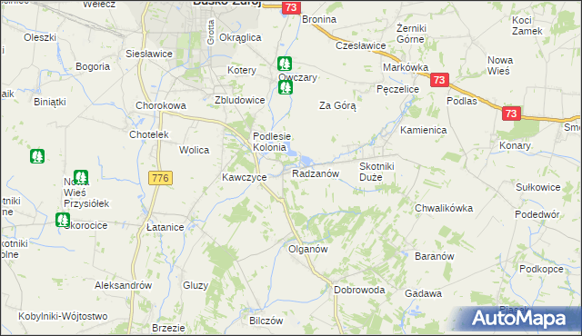 mapa Radzanów gmina Busko-Zdrój, Radzanów gmina Busko-Zdrój na mapie Targeo