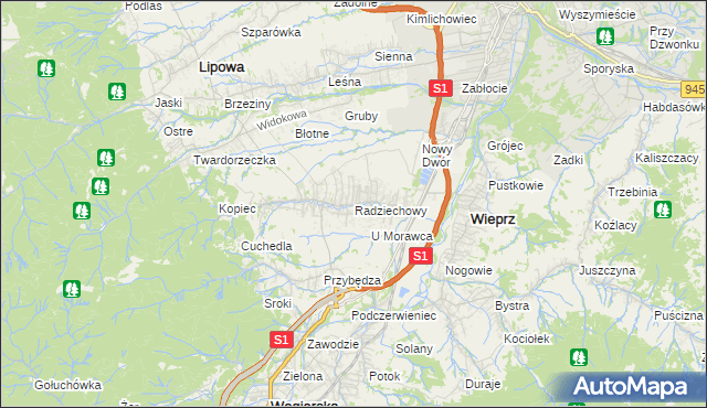 mapa Radziechowy, Radziechowy na mapie Targeo