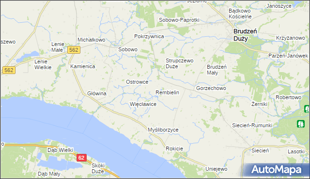 mapa Rembielin gmina Brudzeń Duży, Rembielin gmina Brudzeń Duży na mapie Targeo