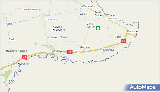 mapa Rogalin gmina Horodło, Rogalin gmina Horodło na mapie Targeo