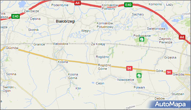 mapa Rogóżno, Rogóżno na mapie Targeo