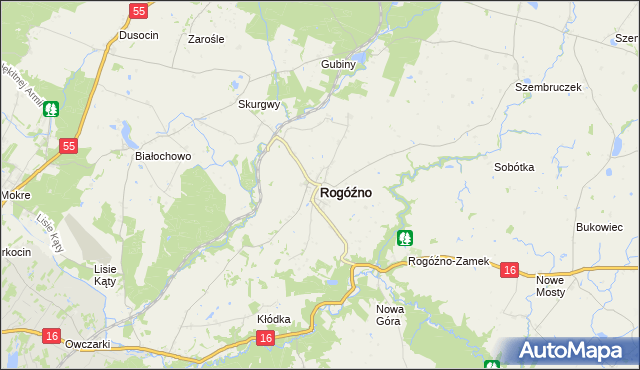 mapa Rogóźno powiat grudziądzki, Rogóźno powiat grudziądzki na mapie Targeo
