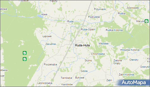 mapa Ruda-Huta, Ruda-Huta na mapie Targeo