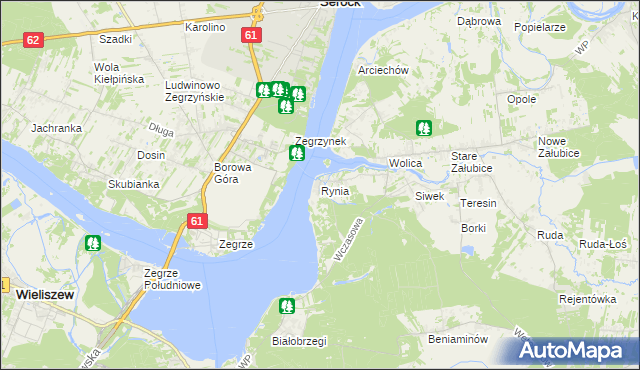mapa Rynia gmina Nieporęt, Rynia gmina Nieporęt na mapie Targeo