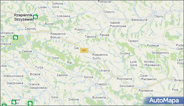 mapa Rzepiennik Suchy, Rzepiennik Suchy na mapie Targeo