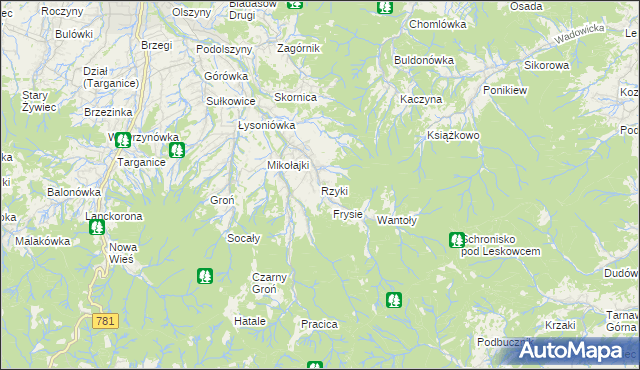 mapa Rzyki, Rzyki na mapie Targeo