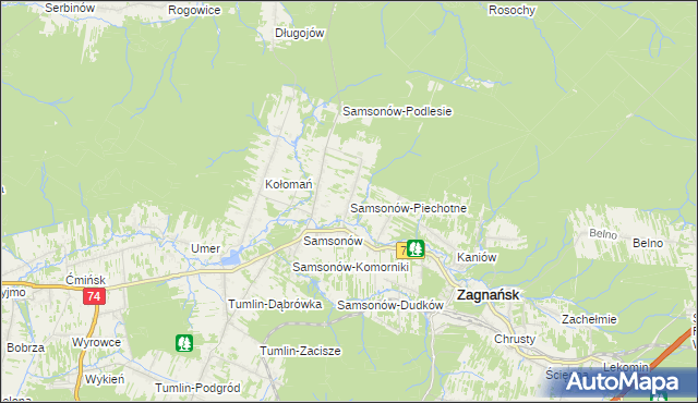 mapa Samsonów-Piechotne, Samsonów-Piechotne na mapie Targeo