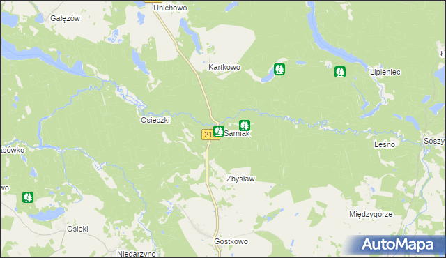 mapa Sarniak gmina Bytów, Sarniak gmina Bytów na mapie Targeo