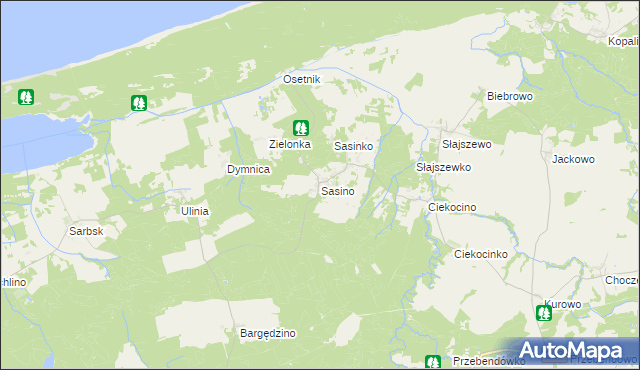 mapa Sasino, Sasino na mapie Targeo