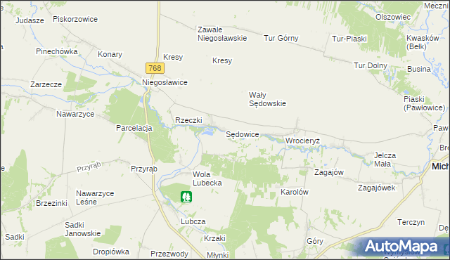 mapa Sędowice gmina Michałów, Sędowice gmina Michałów na mapie Targeo