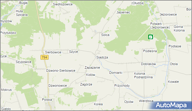 mapa Siadcza gmina Pilica, Siadcza gmina Pilica na mapie Targeo