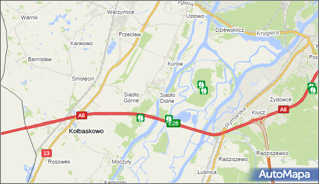 mapa Siadło Dolne, Siadło Dolne na mapie Targeo