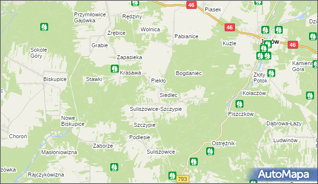 mapa Siedlec gmina Janów, Siedlec gmina Janów na mapie Targeo