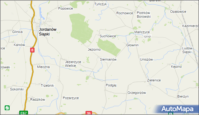 mapa Siemianów gmina Borów, Siemianów gmina Borów na mapie Targeo