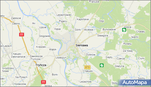 mapa Sieniawa powiat przeworski, Sieniawa powiat przeworski na mapie Targeo