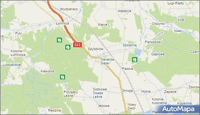 mapa Sieraków Śląski, Sieraków Śląski na mapie Targeo