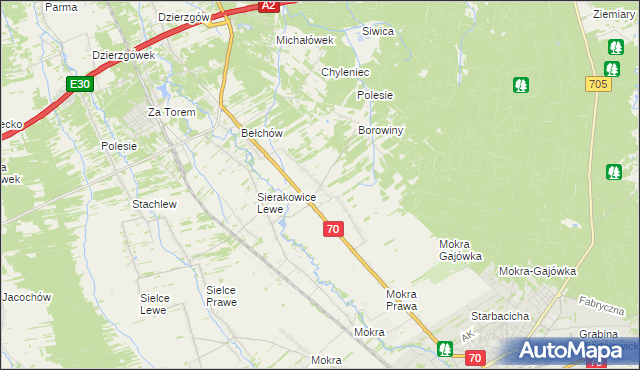 mapa Sierakowice Prawe, Sierakowice Prawe na mapie Targeo