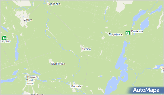 mapa Sitnica gmina Dobiegniew, Sitnica gmina Dobiegniew na mapie Targeo