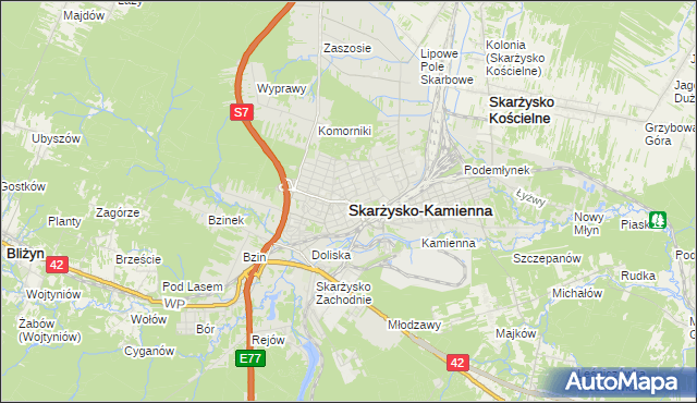 mapa Skarżysko-Kamienna, Skarżysko-Kamienna na mapie Targeo