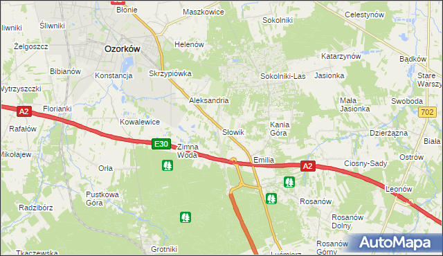 mapa Słowik gmina Zgierz, Słowik gmina Zgierz na mapie Targeo