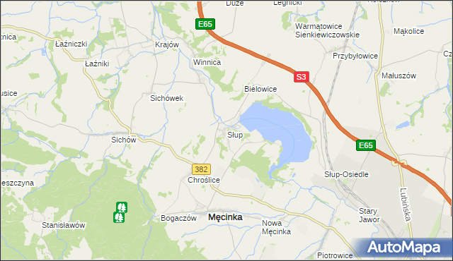 mapa Słup gmina Męcinka, Słup gmina Męcinka na mapie Targeo