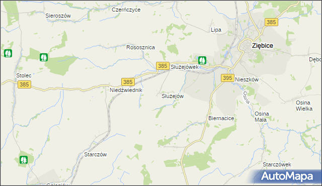 mapa Służejów, Służejów na mapie Targeo