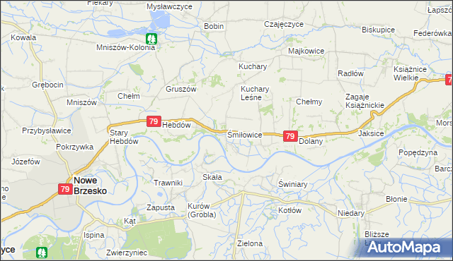 mapa Śmiłowice gmina Nowe Brzesko, Śmiłowice gmina Nowe Brzesko na mapie Targeo