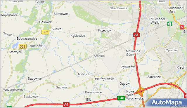 mapa Smolec, Smolec na mapie Targeo